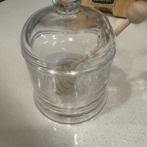 Clear Glass Honey Jar with Wooden Dipper